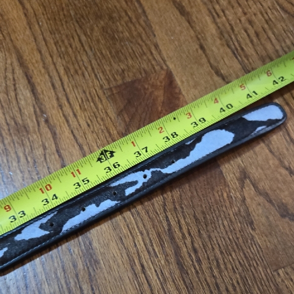 Ann Taylor Large Brown/White Animal Print Skinny Belt Leather Brass Buckle - NEW - Picture 13 of 16